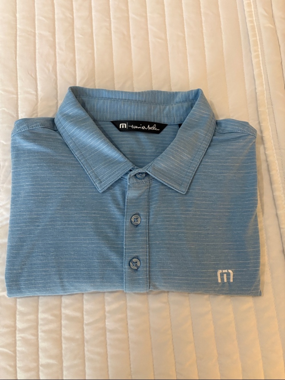 Travis Mathew The Heater short speech Light Blue performance  Polo M